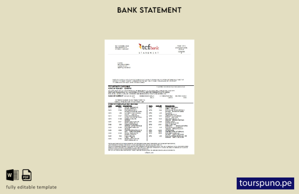 listo para imprimir plantilla de word   extracto bancario del TCF Bank de EE. UU